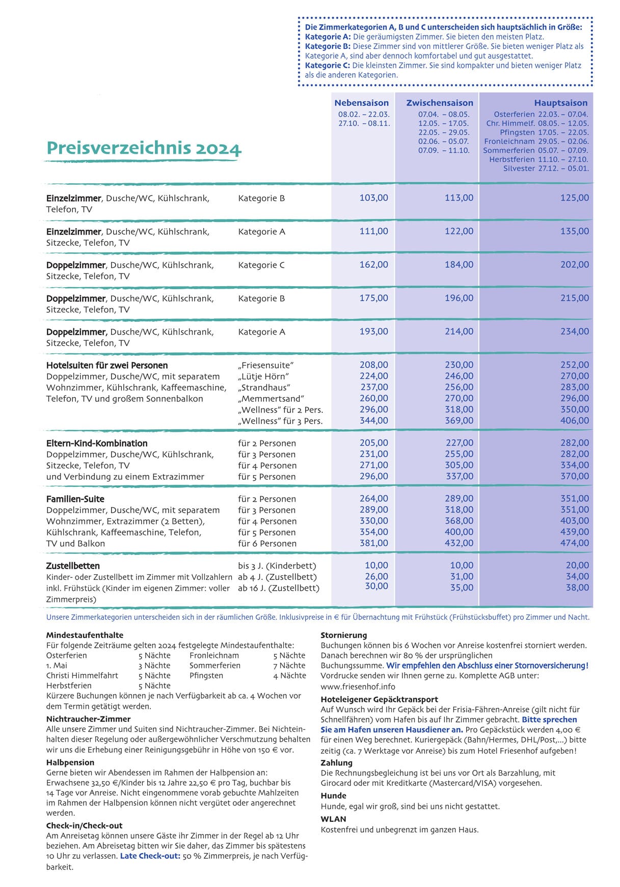 Preisliste 2024