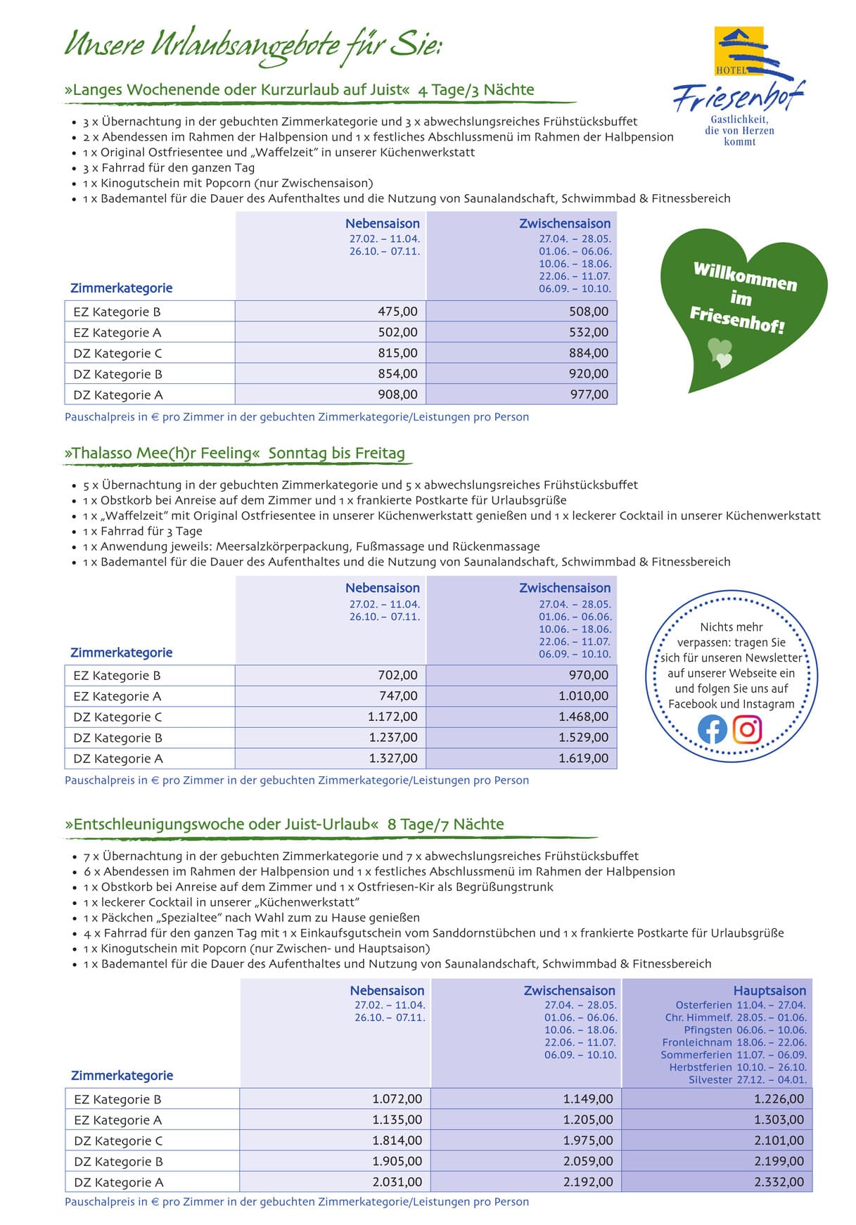 Preisliste 2025