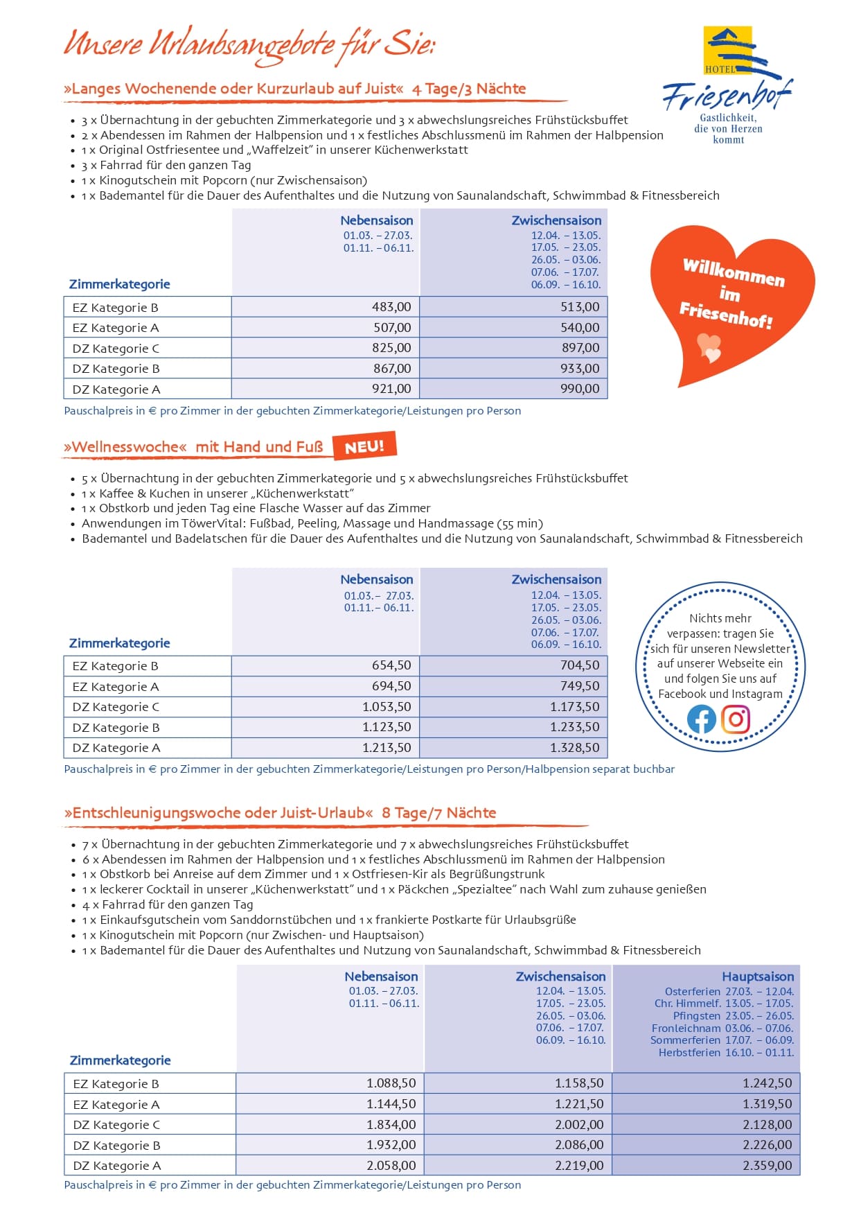 Preisliste 2026